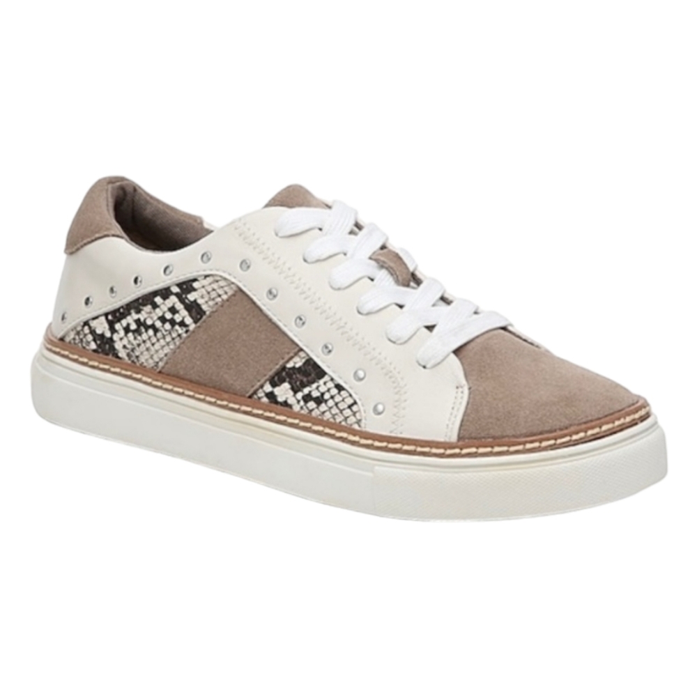 Crown Vintage KALINDA Leather and Suede Snake Print Sneakers